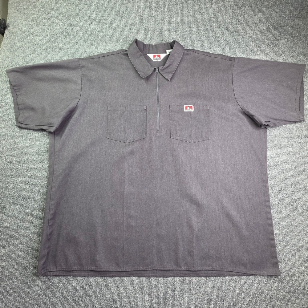 Ben Davis Work Shirt Mens XXXL Gray Half Zip Short Sleeve Pocket Made in USA
